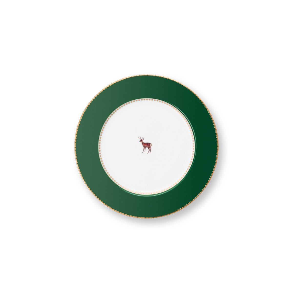Plate Love Birds Deer Dark Green 21cm