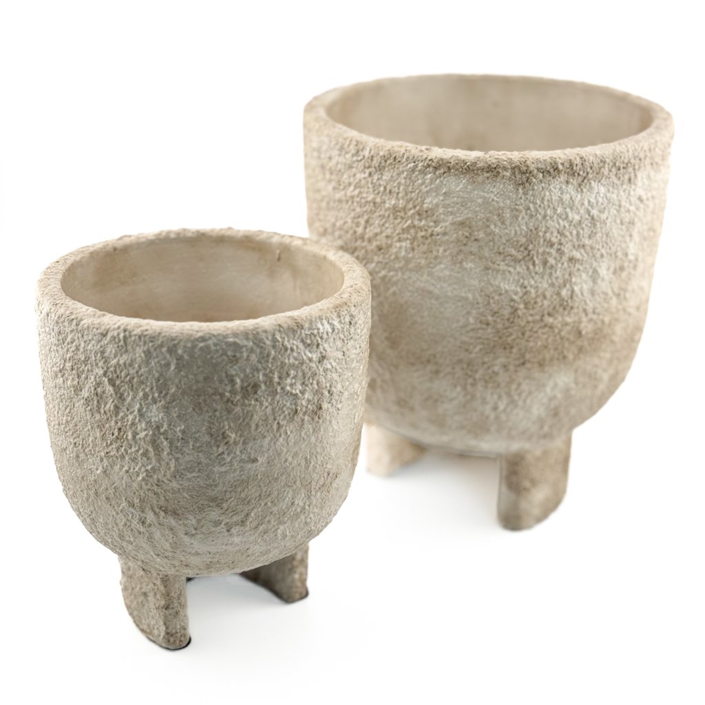 Earthenware flower pot beige