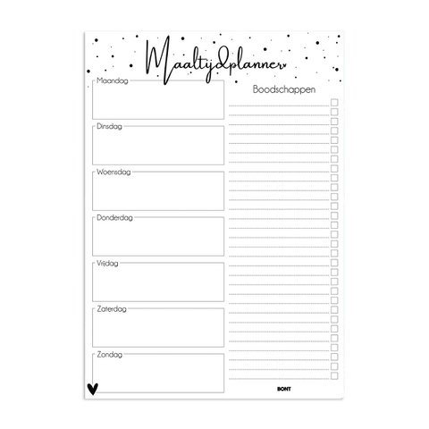 Maaltijdplanner - Weekplanner - A5 - stippen - Boodschappen planner - Dieet Planner - Boodschappenlijstje - Supermarkt planner - Dag planner - 50 pagina's