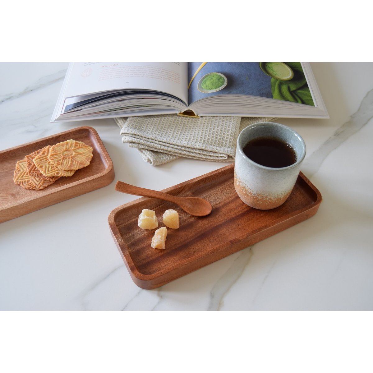 Handmade Tableware - Coffee Serving Tray 24x10 cm - Eco-friendly - Khaya Wood