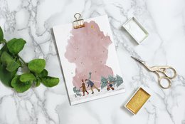 carte postale - série 'Noël' - 'comment ramener cet arbre à la maison' - marche