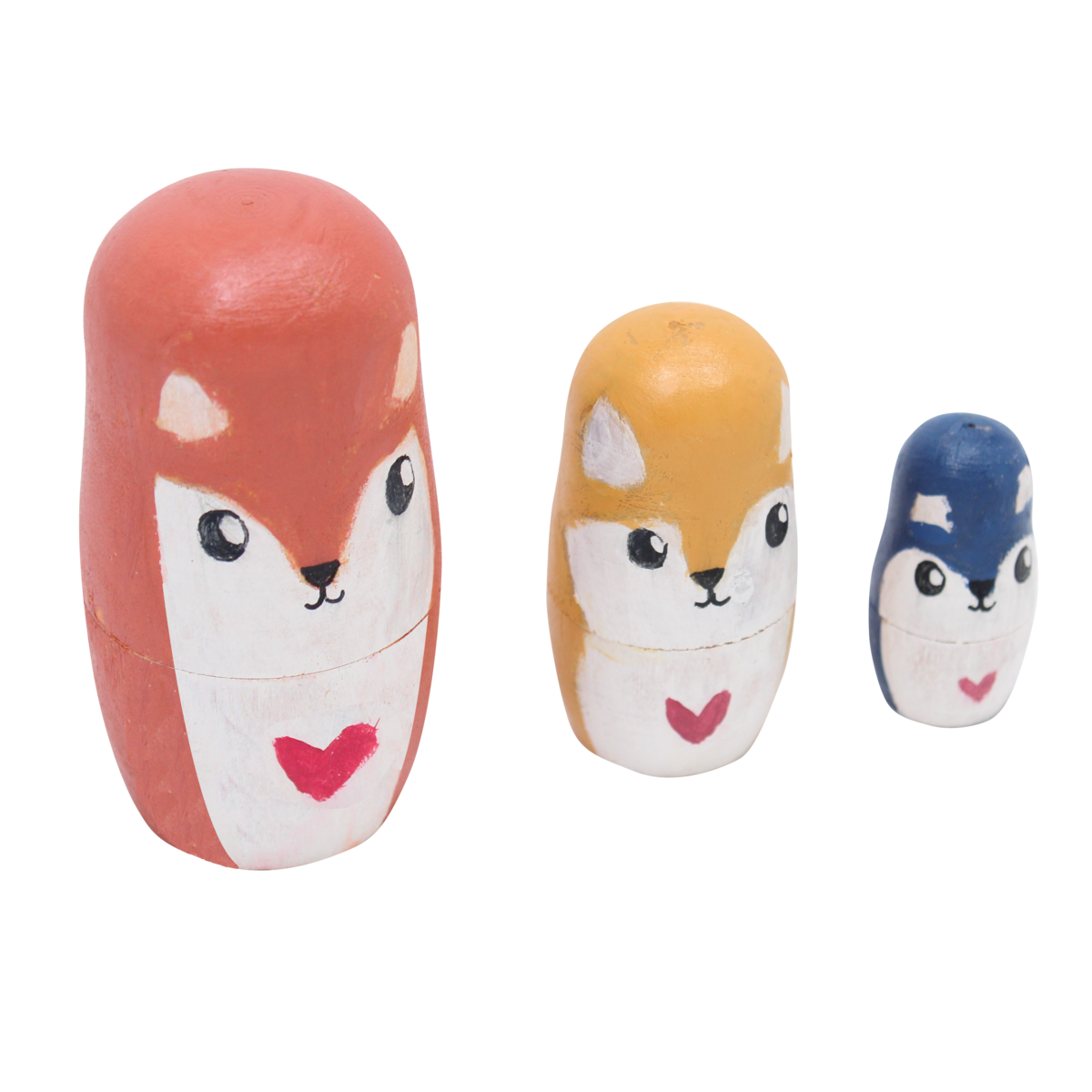 RUSSIAN WOODEN DOLLS - 8 / 6 / 4 cm - 3 pcs - 1 color