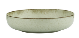 A round, shallow bowl in a sea green color. The bowl measures approximately 20 cm in diameter and has a simple, minimalist design.