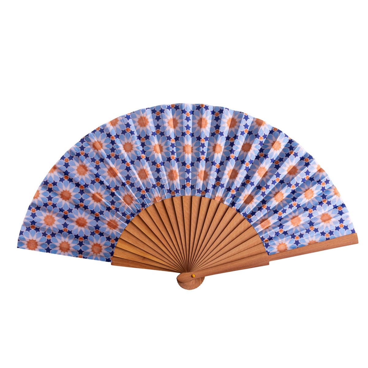 Andalusi Star Medallion Satin Hand Fan Nazira 23 cm