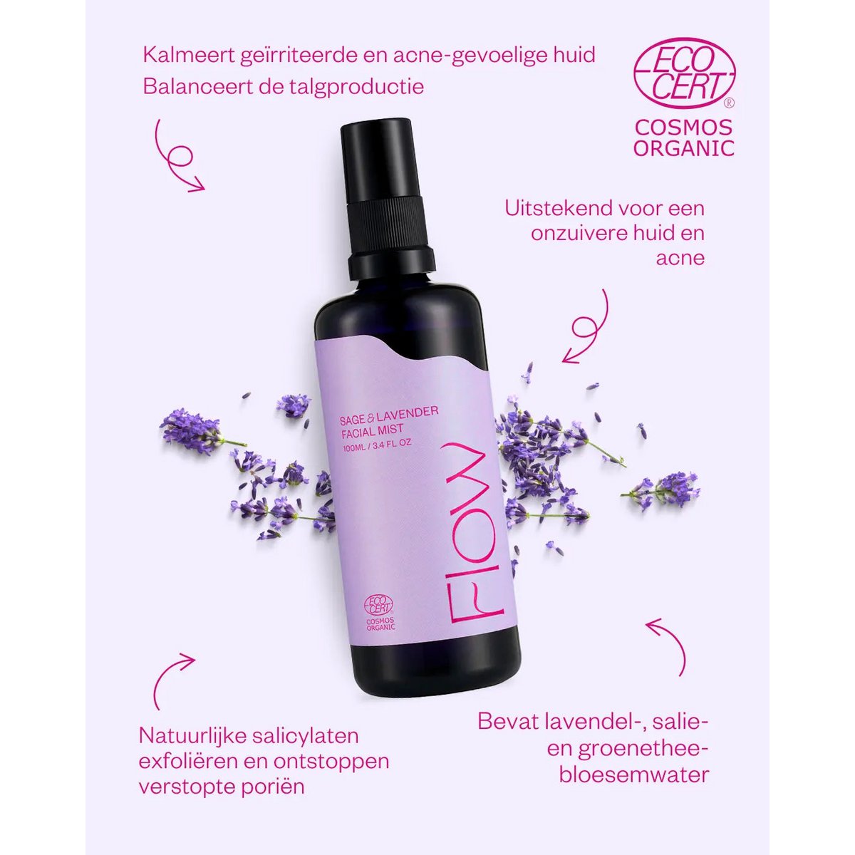 Sage & Lavender Floral Water Facial Mist - Balancing & hydrating face spray