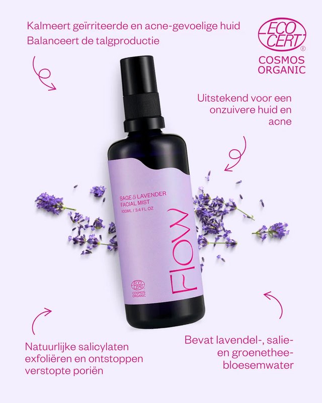 Sage & Lavender Floral Water Facial Mist - Balancing & hydrating face spray