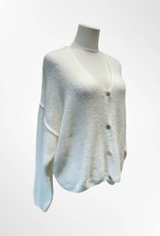 Dame cardigan - Premium kvalitet - Blød strik dyb V-hals med knapper - ALPACA/ULD - 23050