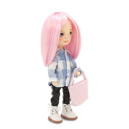 Zacht speelgoed, lieve zussen - Billie in een geruite shirt + bonusaccessoires set (35 cm)
