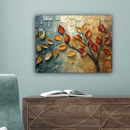 Canvas schilderij  - Wanddecoratie Boom - Abstract - Natuur - Kunst - Muurdecoratie woonkamer - Kamer decoratie modern - Abstracte schilderijen