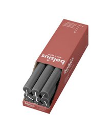  A set of 9 gray rustic table candles in a red box.