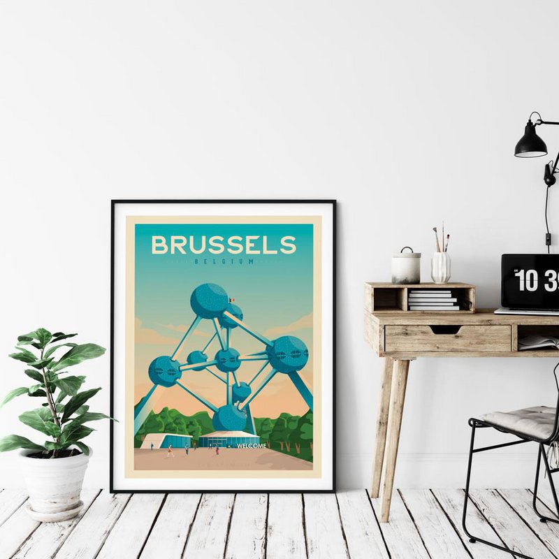 Affiche Bruxelles Vintage | Poster Ville Bruxelles Belgique