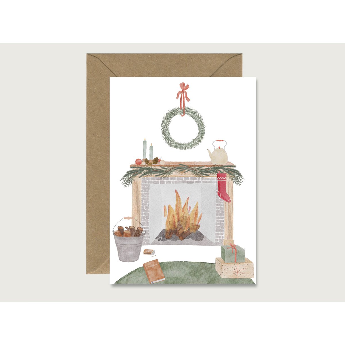 Kerstkaart "gezellige kersttijd" - vouwkaart Kerstmis | Advent | Illustratie | Waterverf | Waterverf || HART & PAPIER