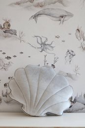 Samt-Muschelkissen „Silver Pearl“.