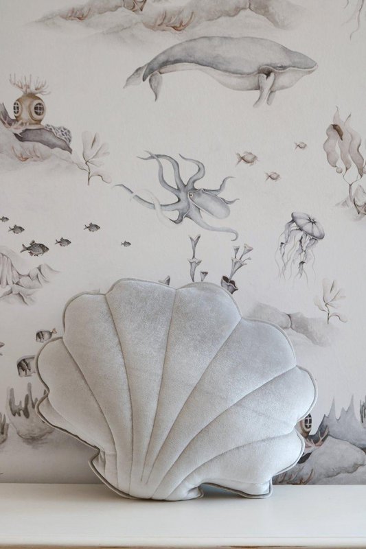 Samt-Muschelkissen „Silver Pearl“.