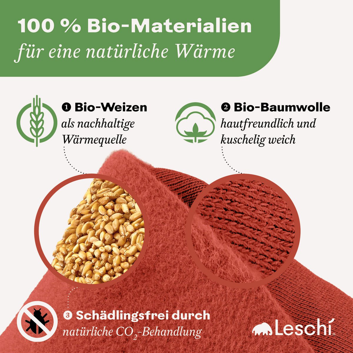 Bio-Körnerkissen für die Mikrowelle, Wärmekissen ideal für den Bauch, Fuchs Luca