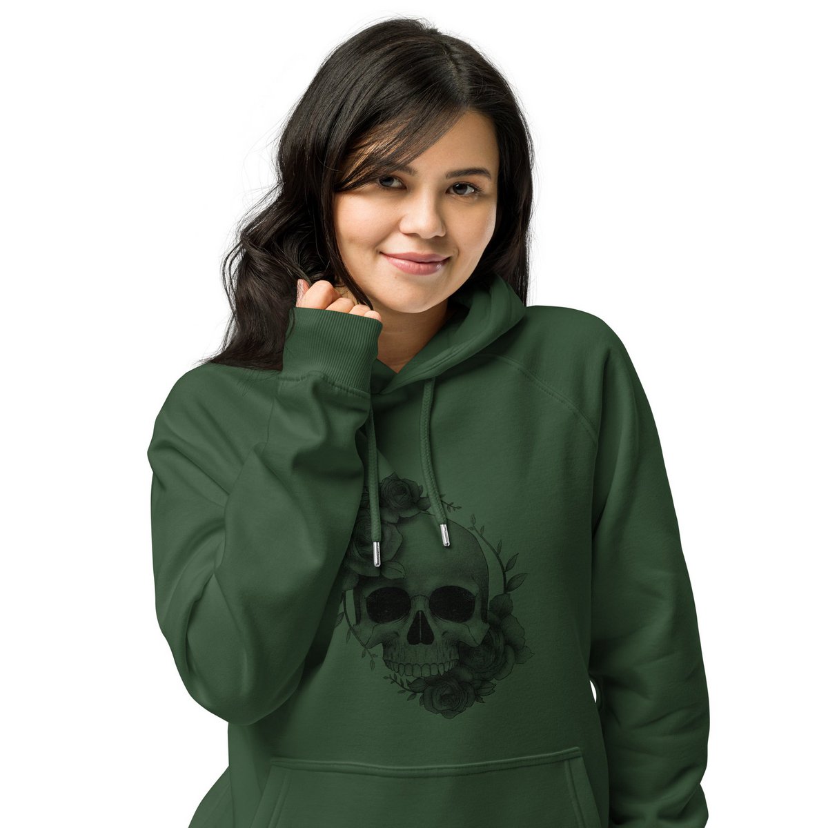 Sweat à capuche raglan biologique unisexe Roses