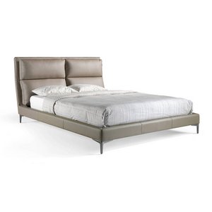 Bed bekleed met kunstleer met kussens