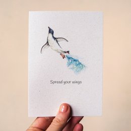 Funny 'Spread your wings' Penguin Greeting Card