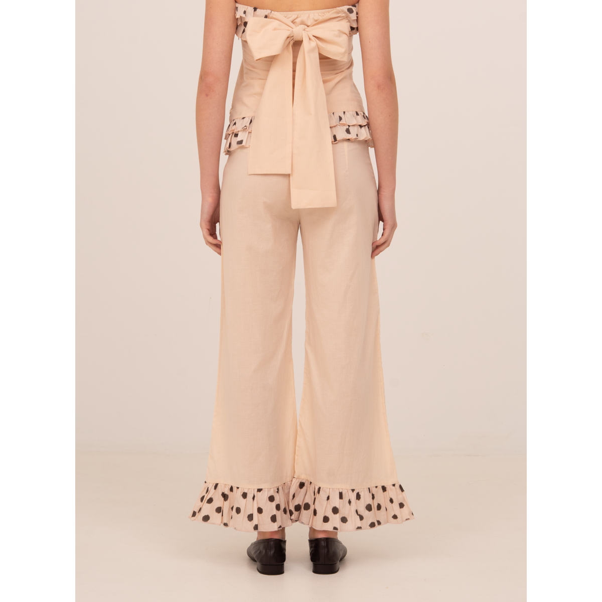 Noctis Beige Polka Dot Print Pants