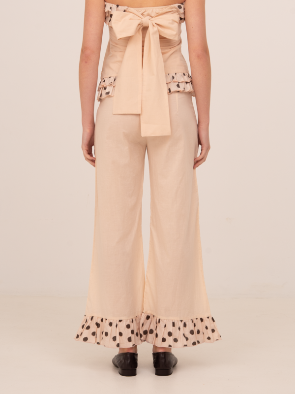Noctis Beige Polka Dot Print Pants