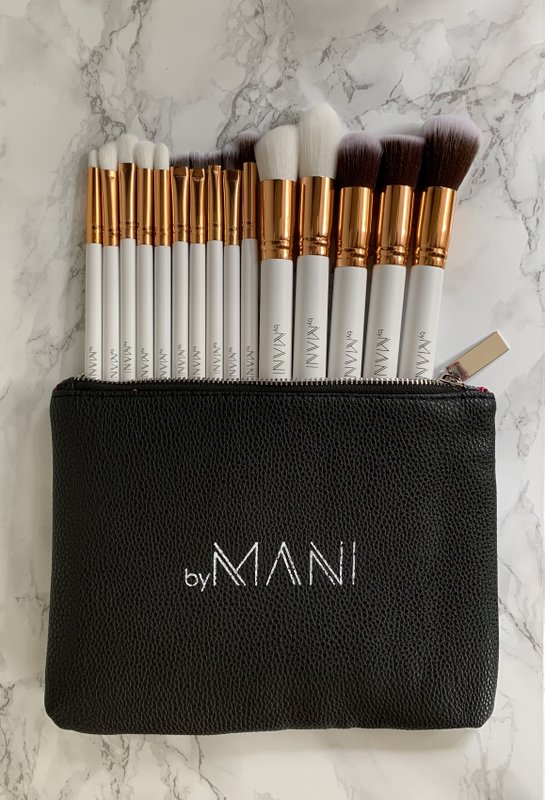 Make-up børstesæt 15-delt professionel hvid inklusiv clutch