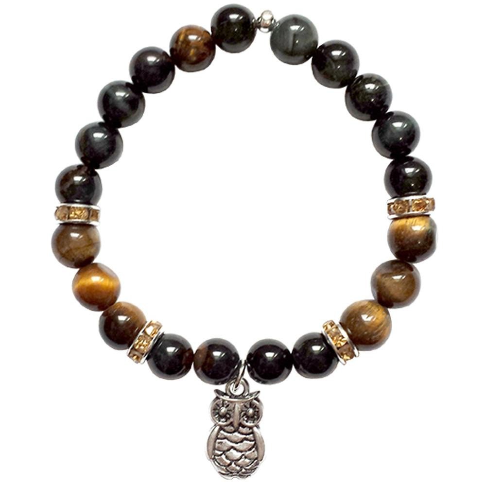 Armband Tijgeroog kralen met Uil
