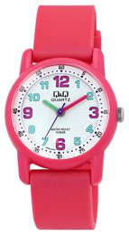 Q&Q children's watch "learning watch pink", resin band, 10 ATM