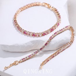 Bracelet tennis ombré rose éblouissant