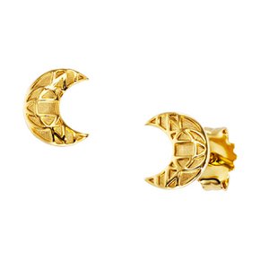 Ear studs 925/- sterling silver gold plated moon