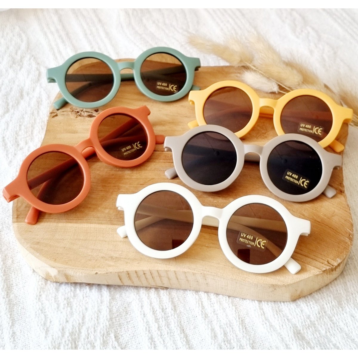 Lunettes de soleil bébé et enfant UV400 rondes - Beige