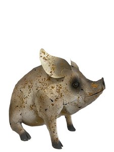 Sitzendes Schwein aus Eisen, 65x35x51cm, 3,2kg