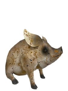 Sitzendes Schwein aus Eisen, 65x35x51cm, 3,2kg