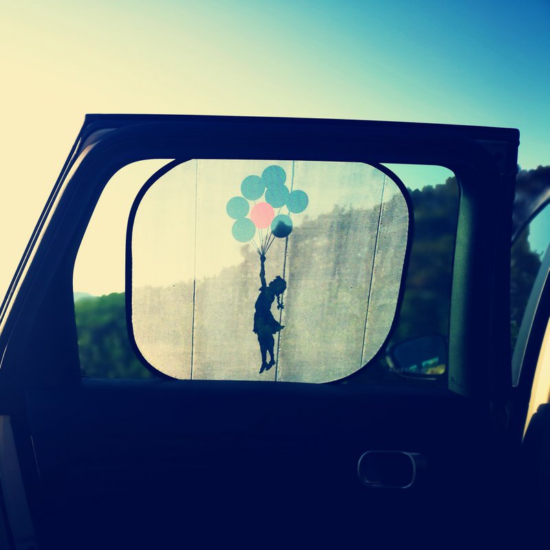 Banksy Car Side Curtain (44x35cm) - Floating Girl