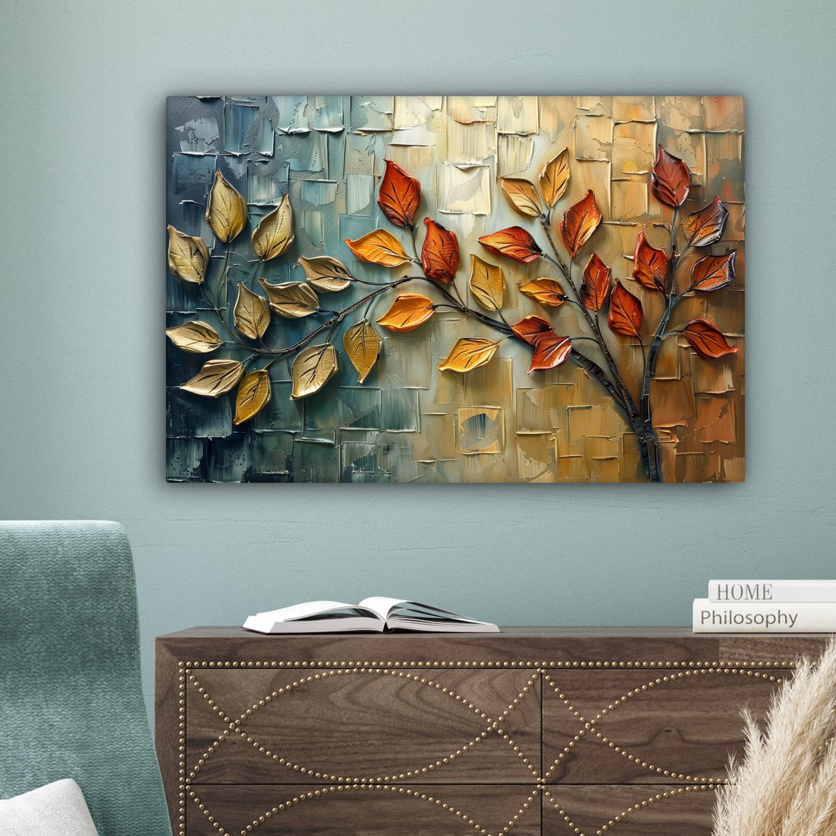 Canvas schilderij  - Wanddecoratie Boom - Abstract - Natuur - Kunst - Muurdecoratie woonkamer - Kamer decoratie modern - Abstracte schilderijen