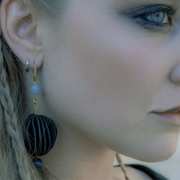 Handcrafted Leather Hemisphere Earrings – Sculptural Design - WHILE STOCK LEAST