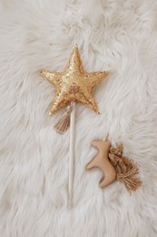 "Gouden pailletten" kroon en toverstok magische set