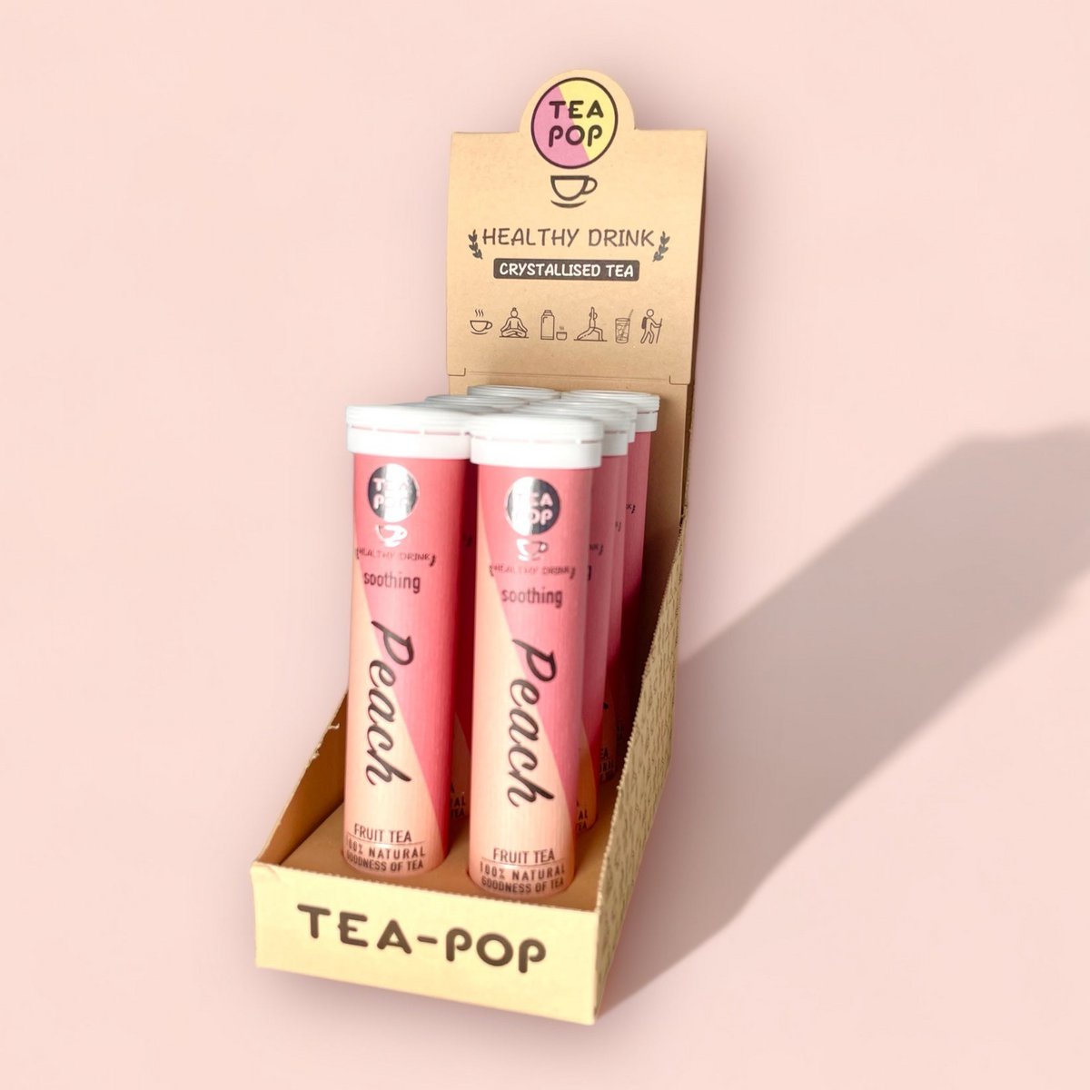 Peach Green Tea-Pop, thé gourmand à infusion rapide (plateau de 8 tubes)