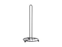 Freestanding metal kitchen roll holder with a simple, minimalist design. Suitable for storing and dispensing paper towels or kitchen rolls.