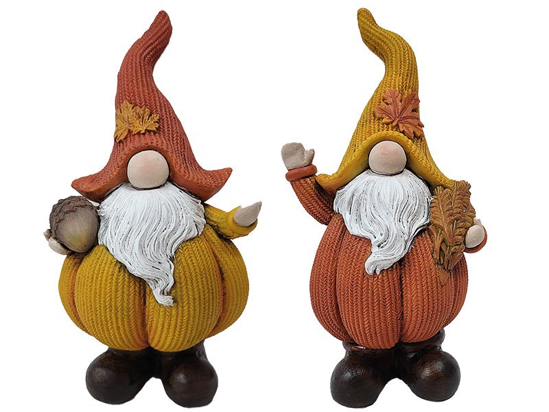 Wichtel mit Kürbiskörper aus Poly, 10,5x8x21cm