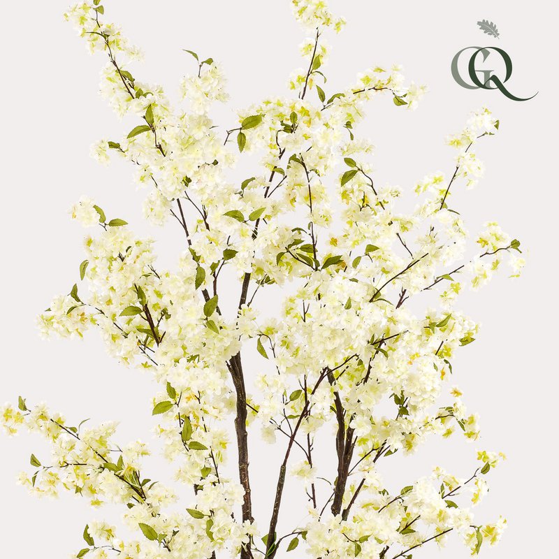 Sztuczna roślina - Prunus - Kwiat Wiśni - Biała - 210cm