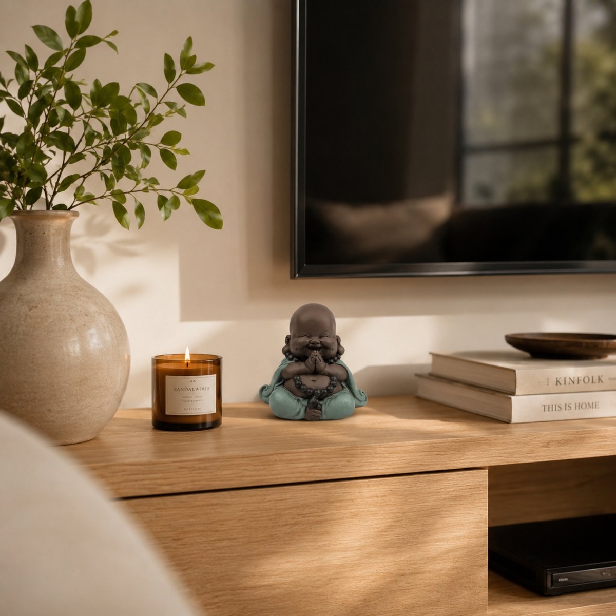 Statue Mini Bouddha Rieur Porte Bonheur – Décoration Zen et Feng Shui – Pour Créer une Ambiance Relaxante et Spirituelle – Idée Cadeau Originale
