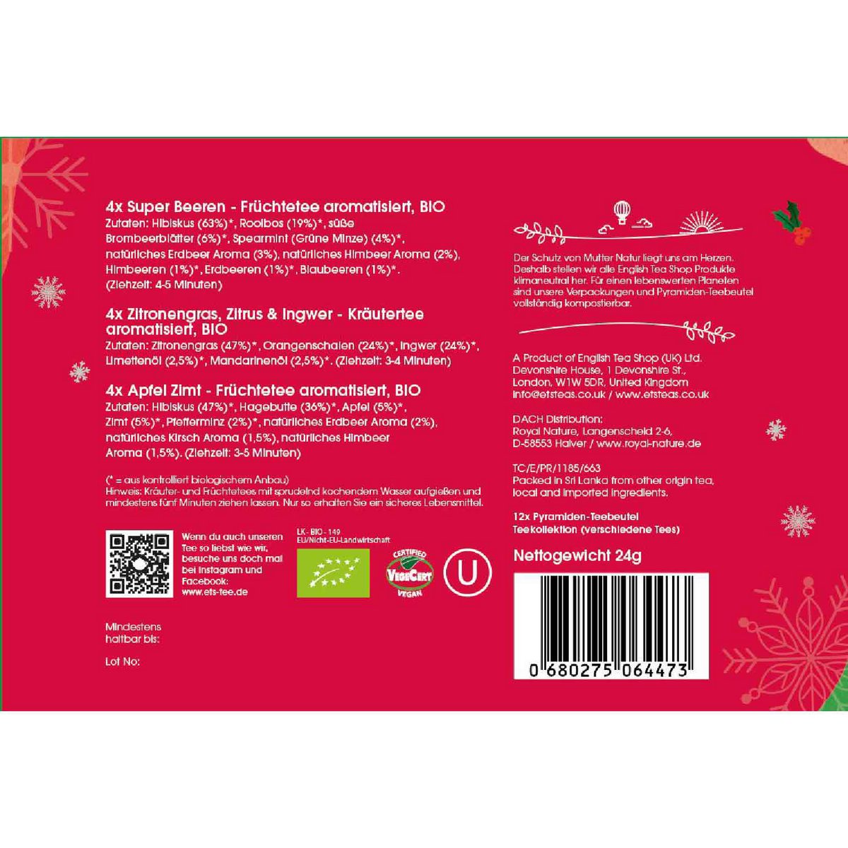 ETS - Tee Geschenk "Winter Balance", BIO, 12 Pyramidenbeutel