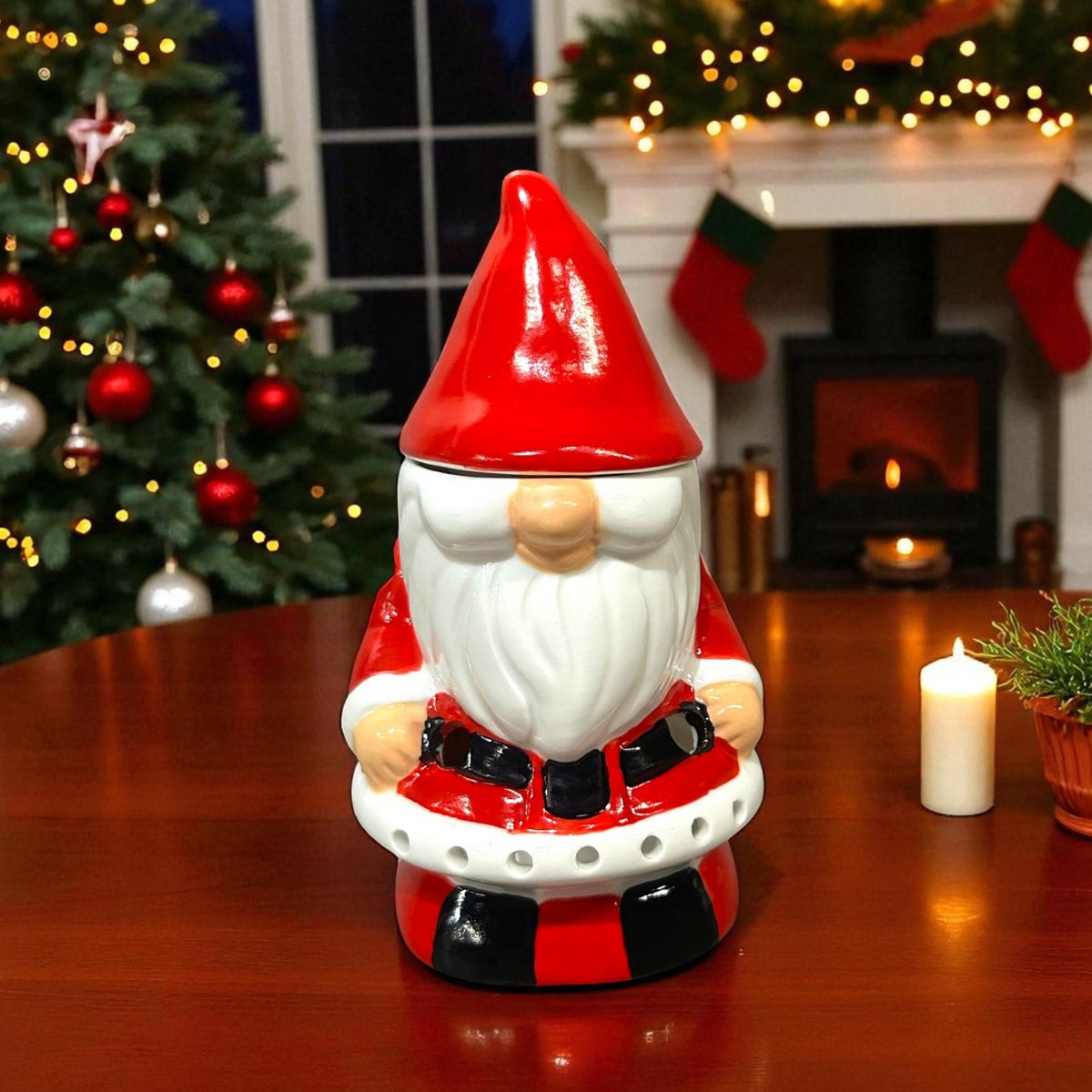 Burnt-Santa Claus Ceramic Santa Claus-Essentialöle, Wachse & Parfums-16 cm-artisanale Weihnachtsdekoration Festive Atmosphäre und Kokonation