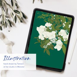 Sorgkort 'for evigt i vores hjerter' med hvide blomster