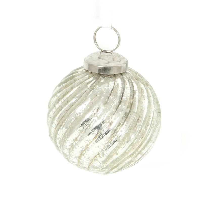 Boule de Noël, couleur argentée, verre, 9 cm, allure