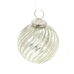 Weihnachtskugel, silberne Farbe, Glas, 9 cm, veranlasst
