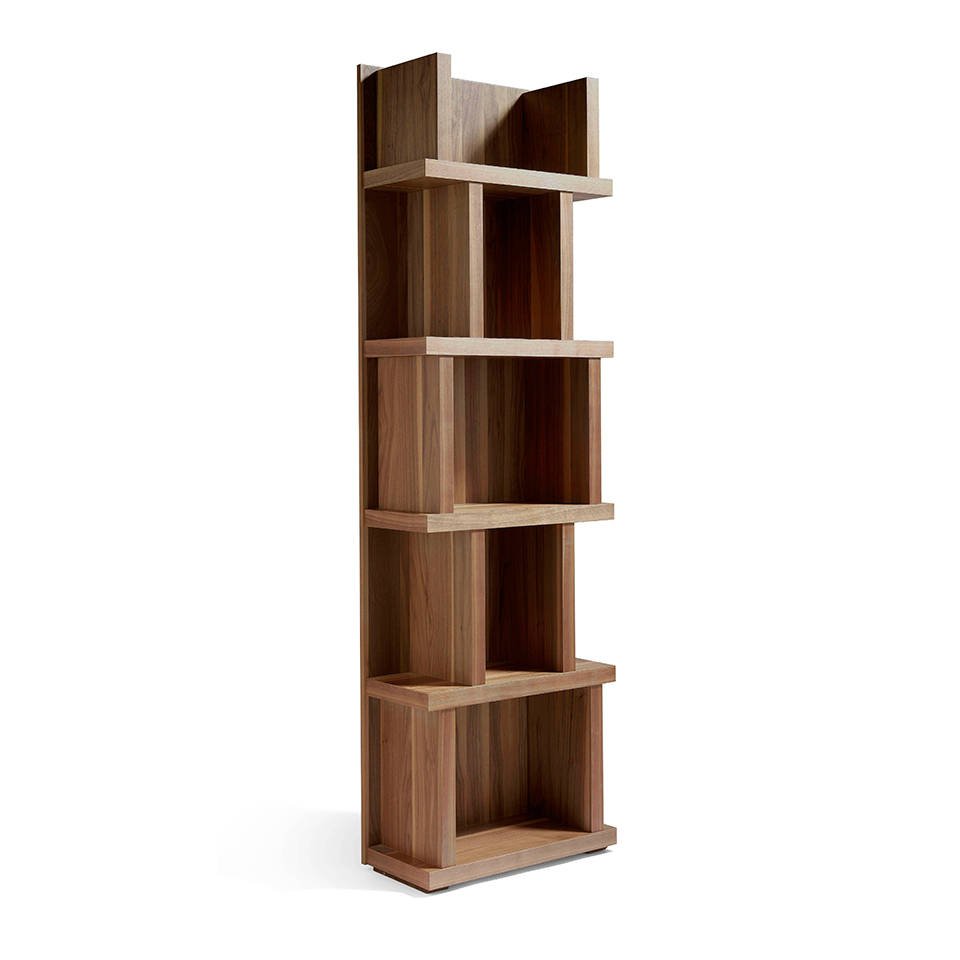 Walnut colored wooden shelf