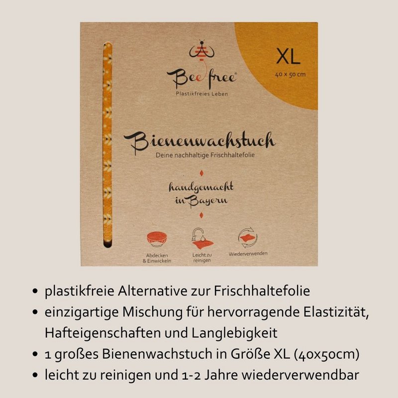 XL Bienenwachstuch Bio groß "Gloria" in 40x50cm - handgemacht in Bayern