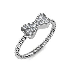 Bague Twisted Ribbon - Argenté et Cristal
