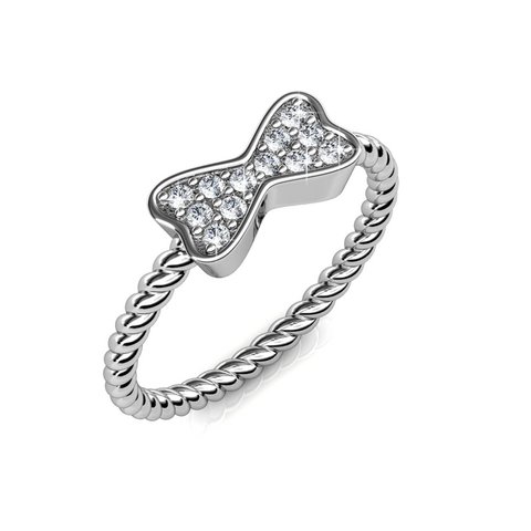 Bague Twisted Ribbon - Argenté et Cristal